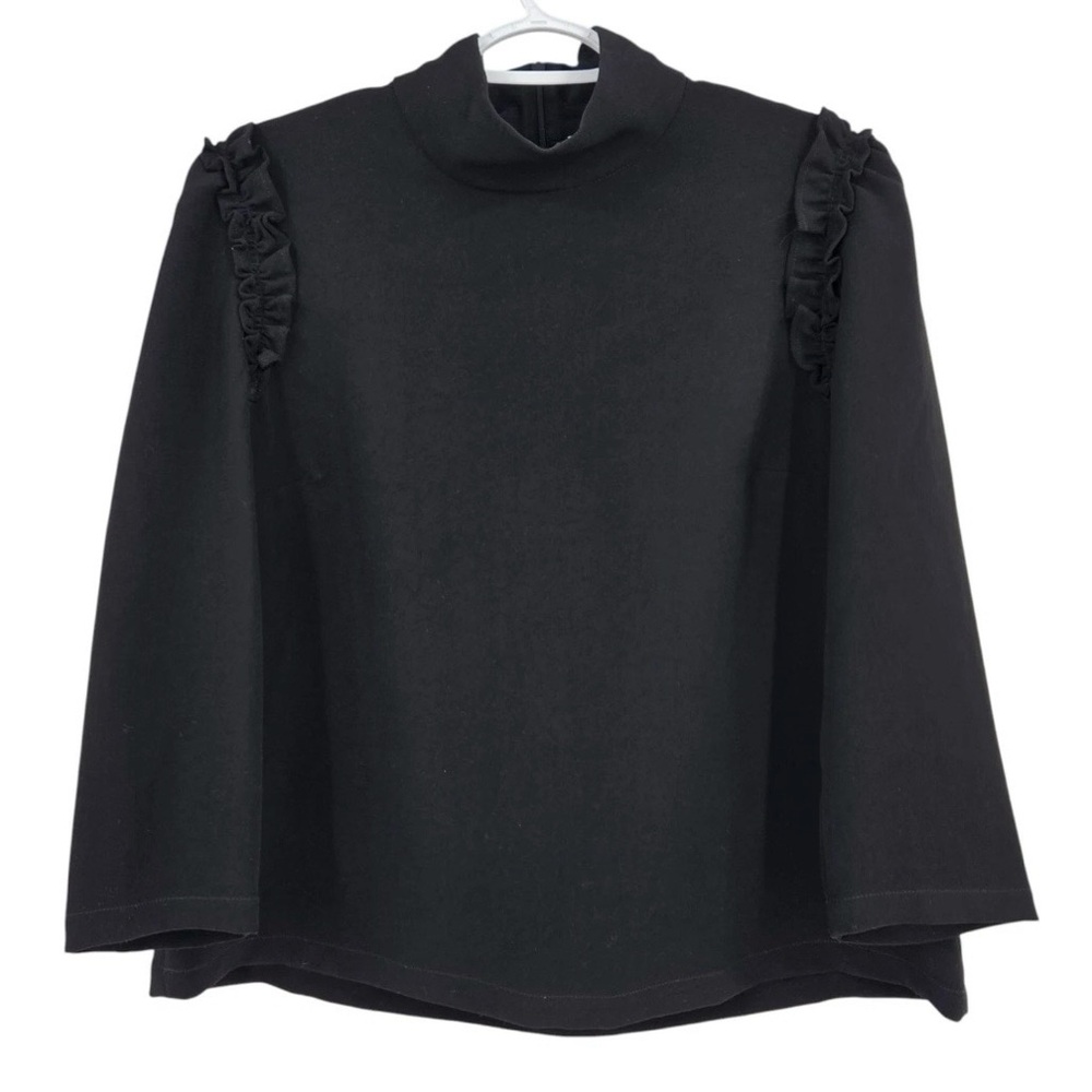 Sezane Black Ruffle mock neck top 40